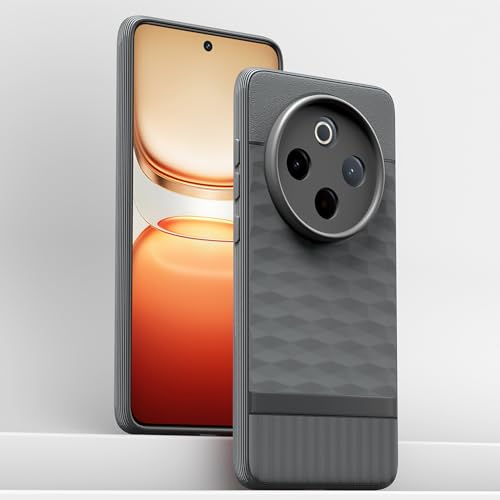 Image of Pikkme Back Cover for Vivo T4 5G / iQoo Z10 5G Soft Grip 3D Hexa Cube Texture Silicone Bumper Case (Grey)