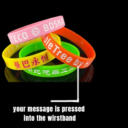 30/50/100/1000PCS Custom 1/2" Rubber Bracelets Bulk With Text Icon, Personalized Bracelet Add a Message, Choose Your Colors Silicone Wristband For Promotion Events4