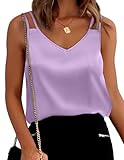 Satin Tops for Women Cami Tops for Women Summer Easter Blouses Dressy Lavender M