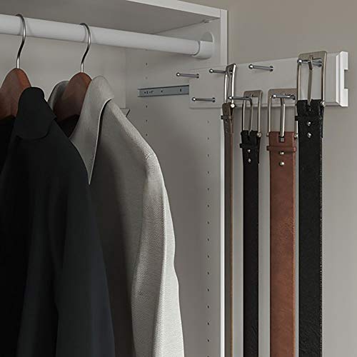 Easy Track Ra1202 14 Inch Easily Accessible Composite Wood Constructed 7 Hook Sliding Wardrobe Closet Belt Rack Organizer With 21 Belt Capacity, White #TOP7