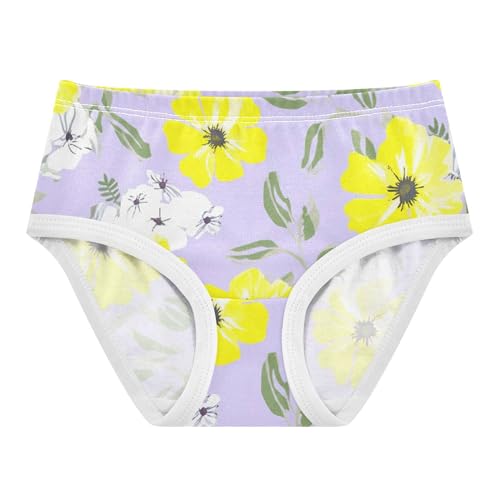 Cotton Toddler Underwear Floral White Yellow Flowers Violet Little Girl Panties Durable Underpants Briefs 2t