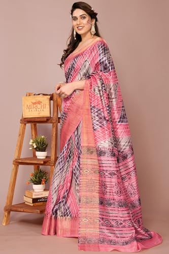 Image of MIRCHI FASHION Women Saree Cotton Silk Batik Block Printed | Breathable Office Wear and Regular Use Sari with Blouse Piece