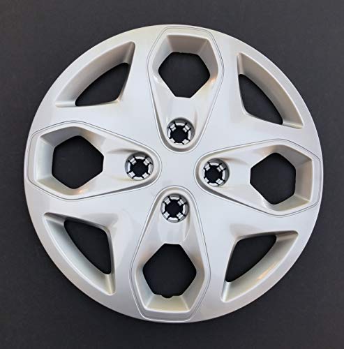 New Wheel Cover Hubcap Replacement Fits 2011-2016 Ford Fiesta: 15 Inch; 8 Pocket; Silver Color; Plastic; Push On (1-Piece)