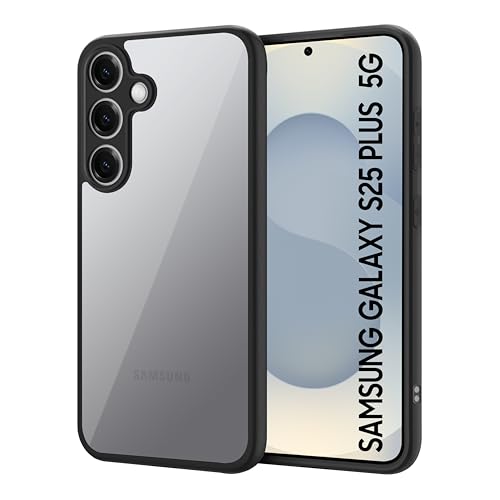 Image of CEDO Backcover for Samsung Galaxy S25 Plus (5G) | Camera Protection Bump Shockproof Edge | Ultra Hybrid Transparent Acrylic Clear TPU+PC Hard Backcase Cover (Black)