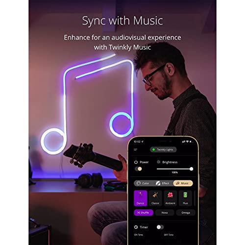 Image of Twinkly Flex - App-Controlled Flexible Light Tube with RGB (16 Million Colors) LEDs. 6.5 feet. White Wire. Indoor Smart Home Decoration Light (2 Pack)