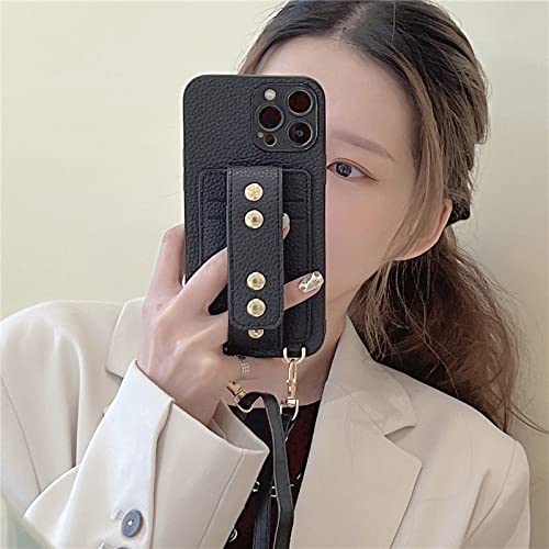 Coque portefeuille iPhone 12 rose avec support béquille et rivets