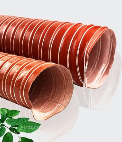 Red High-Temperature Resistant Silicone Duct Hose 4M, Ultra-Flexible for HVAC, Exhaust Systems, and Industrial Ventilation(63mmx4m)