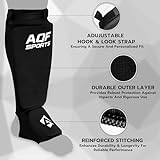AQF Shin Guards Pad Kickboxing Muay Thai MMA Instep, EVA Padded Sparring Training Martial Arts Boxing Elasticated Leg Support Foot Protective Gear, karate CE UKCA SATRA Approved - Image 4