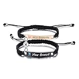 XUANPAI Engraved Her Beast&His Beauty Handmade Matching Couples Rope Braided ID Bracelets Set Annive