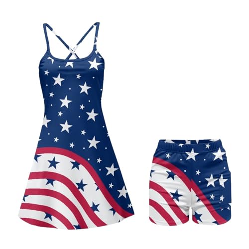 Xpyeesfuen Cherry Blossom Tennis Dress for Women Athletic Golf Workout Dress with Built-in Shorts, Adjustable Straps & Pockets All-Day Comfort