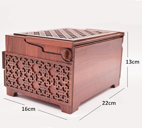 Image of Handmade Wooden Jewellery Organizer Storage Box | Wood Jewel Necklace Earrings Ring Multipurpose Organiser Box | Wedding Anniversary Pooja Gift (22x16x13 cm)