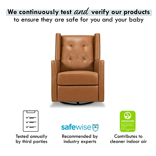 Davinci Maddox Recliner And Swivel Glider In Vegan Tan Leather, Greenguard Gold & Certipur-Us Certified #TOP4