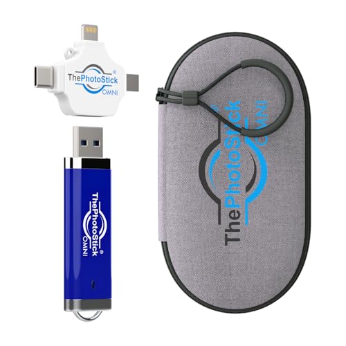 ThePhotoStick® Omni 256GB + Protective Case | Secure Photo & Video Backup and Transfer | Digital File Organization | USB & Multiport Connection for Phones, Tablets and Computers | Water Resistant Case