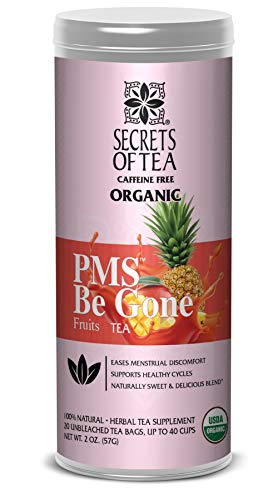 Secrets of Tea PMS Relief Tea for Women and Teens - Natural USDA Organic Caffeine Free Herbal Tea for Menstruation, Menstrual Pain Relief, Cramps, and Bloating - Fruits Flavor - 20 Count(1 Pack)