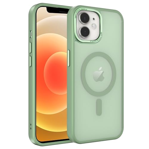 Image of Magnetic iPhone 12mini case,Compatible with Magsafe, Military-Grade Protection,Slim Translucent Matte Shockproof with Anti-Scratch Anti-Fingerprint Phone Cover (Matcha Green, iPhone 12mini)