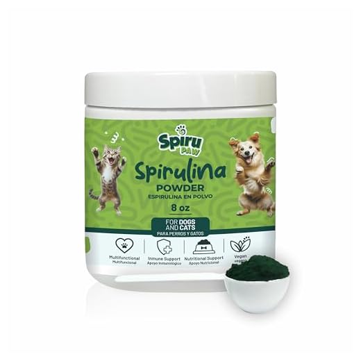 SPIRU PAW Spirulina Powder for Dogs & Cats, Plant-Based Microalgae Food Topper, Nutrient-Dense Pet Supplement for Daily Wellness + Skin & Coat Support, Easy Mix-in, 8 oz