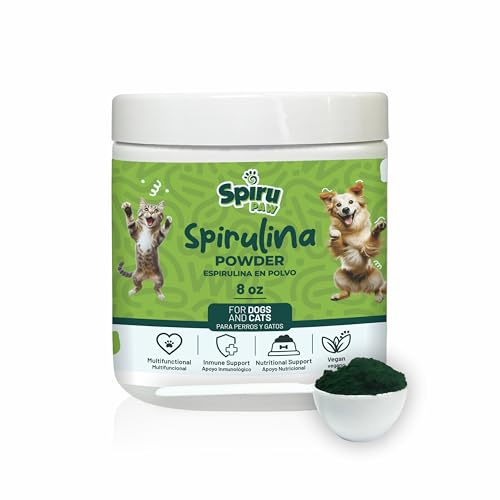 Image of Spirulina Powder for Dogs & Cats, Plant-Based Microalgae Food Topper, Nutrient-Dense Pet Supplement for Daily Wellness + Skin & Coat Support, Easy Mix-in, 8 oz