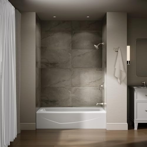 KOHLER 716-0 Villager 60" x 30-1/4" Alcove Cast Iron Bathtub with Right-Hand Drain and Integral Apron, Safeguard Slip-Resistant Surface, White