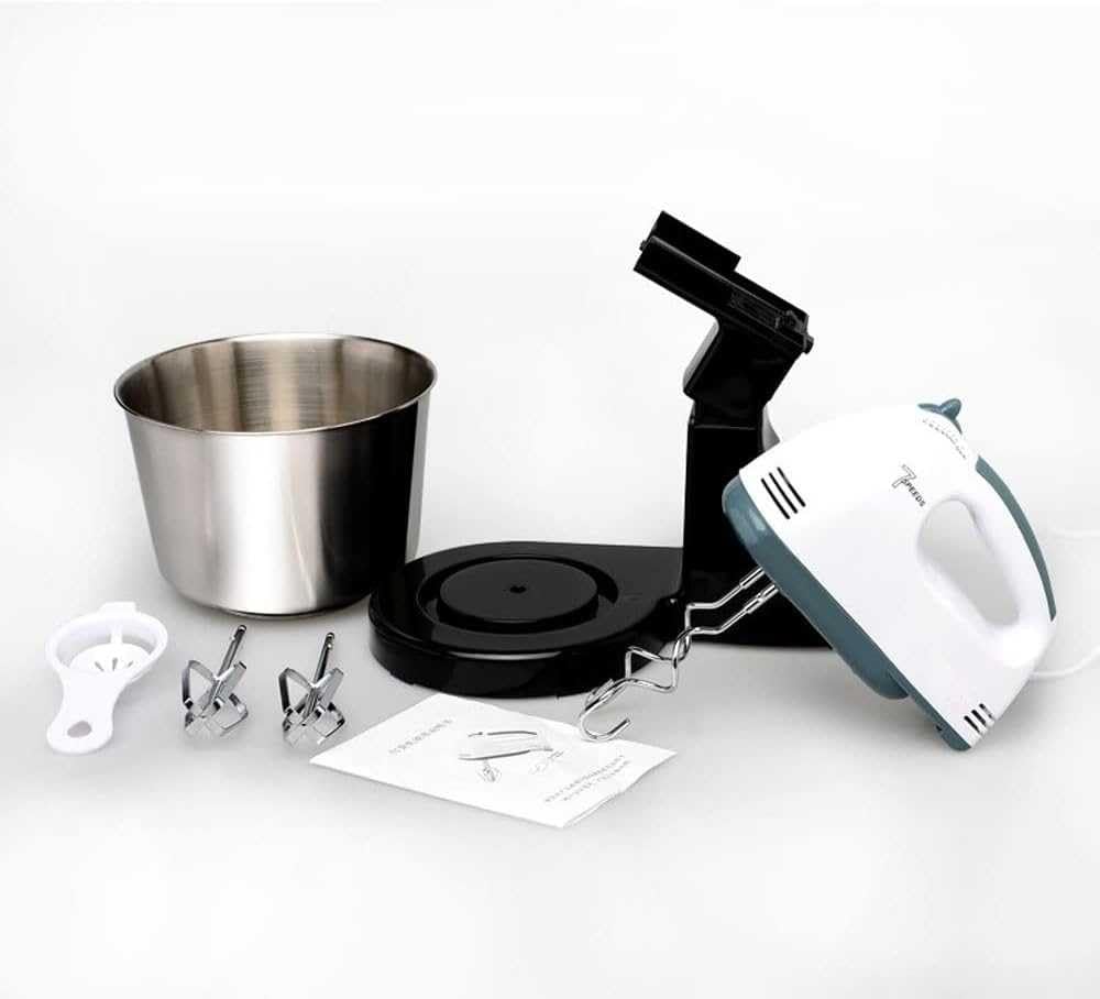 Impastatrice elettrica con Ciotola in Acciaio Inox da 2,5 l, 7 velocità, con Gancio per impastare, Frusta e sbattitore - Impastatrice per cuocere e mescolare