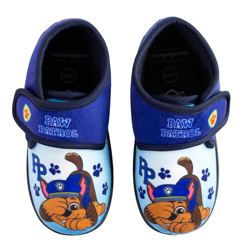 Paw Patrol Jungen Kinder Hausschuhe mit Klettverschluss Warme Kita Pantoffeln Slippers für Jungen 2-6 Jahre Geschenk (blau, Regular, EU Schuhgrößensystem, Kleinkind, Numerisch (von/bis), M, 27, 28)