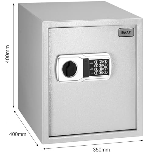 Bakaji Cassaforte Elettronica Di Sicurezza Con Box Batteria Esterno, Cassetta Porta Valori E Documenti Antiscasso Per Casa, Hotel, Armadio A Muro Parete O Indipendente, 40 X 35 X 40 Cm (Grigio) - 3