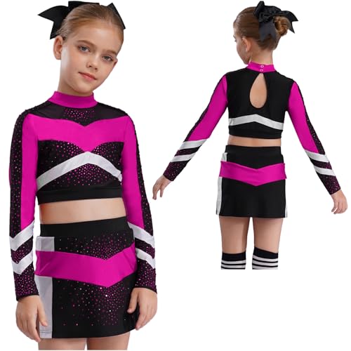 Uniforme pompom girl fille rose vêtement danse déguisement meneuse chœur 9-10 ans