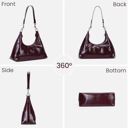 Image of JQWSVE Crescent Shoulder Bags for Women Y2k Purse Hobo Handbag Trendy Glossy Leather Crossbody Bag with Adjustable Strap