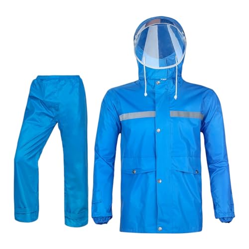 Pantalones impermeables y chaqueta reflectante, chaqueta gruesa e impermeable, 02#_Azul cielo, XXL