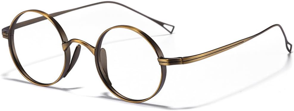 Handmade Men Titanium Alloy Eyeglasses Lightweight Retro Round Eyewear Frame