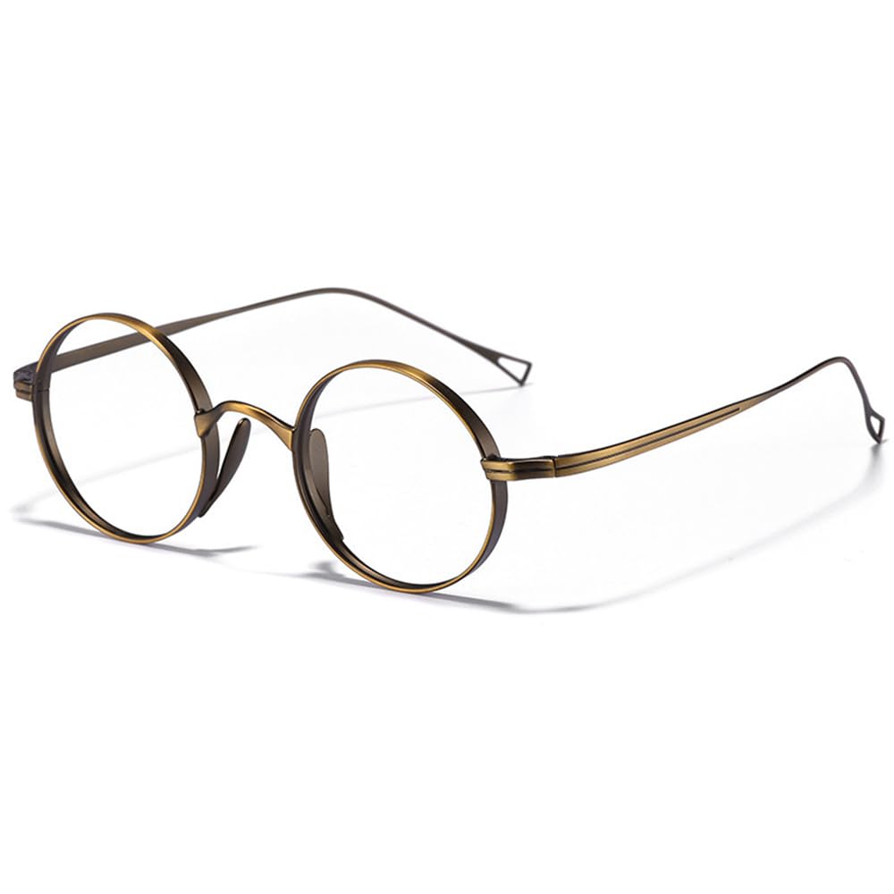 Handmade Men Titanium Alloy Eyeglasses Lightweight Retro Round Eyewear Frame