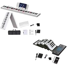 KONIX Folding Piano Keyboard, 88 Keys Bundle 61 Keys Roll Up Piano