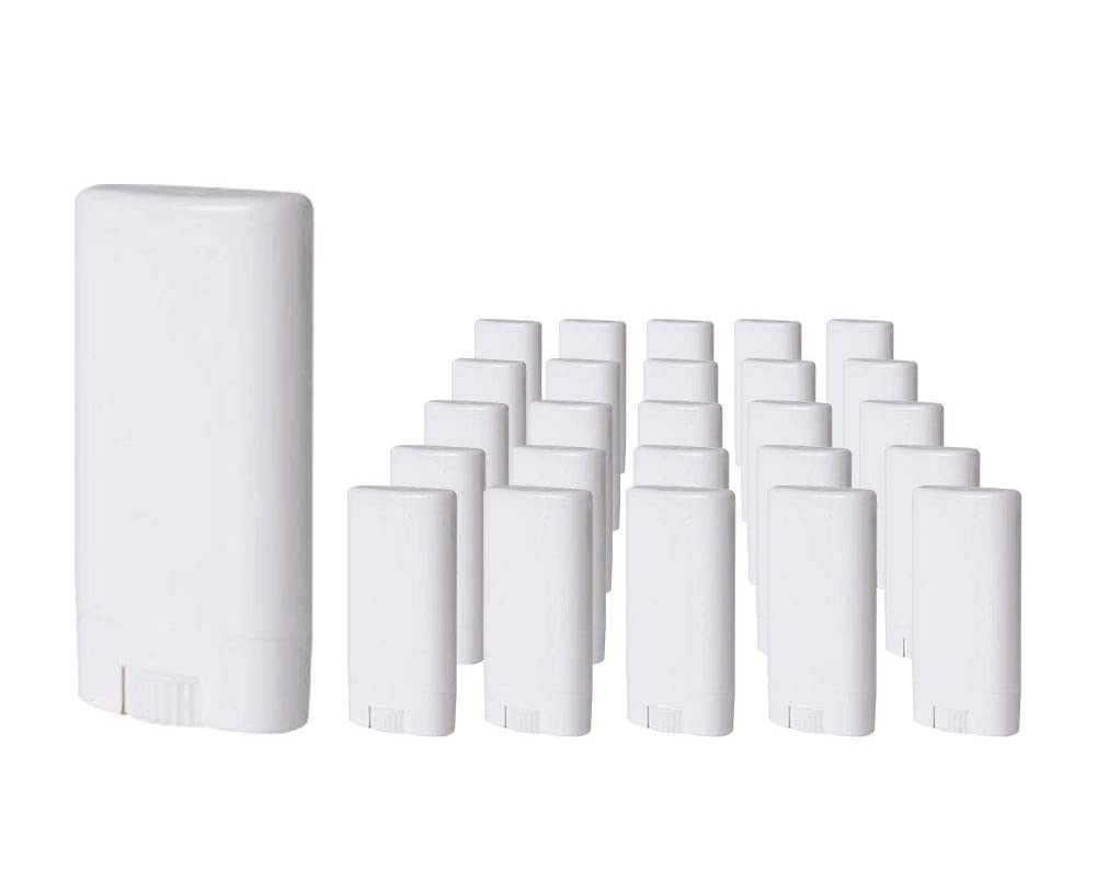 Empty Plastic Oval Deodorant Containers Lip Balm Tubes with Lid Caps 15ML for Lipstick, Crayon,chapstick,homemade Lip Balm,BPA Free (50 Pcs)