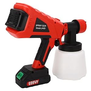 Verfspuit, Verfspuitpistool Snoerloos 110-240V Krachtige Motor Laagspanningsbeveiliging Vorm Verstelbaar met 1000ML…