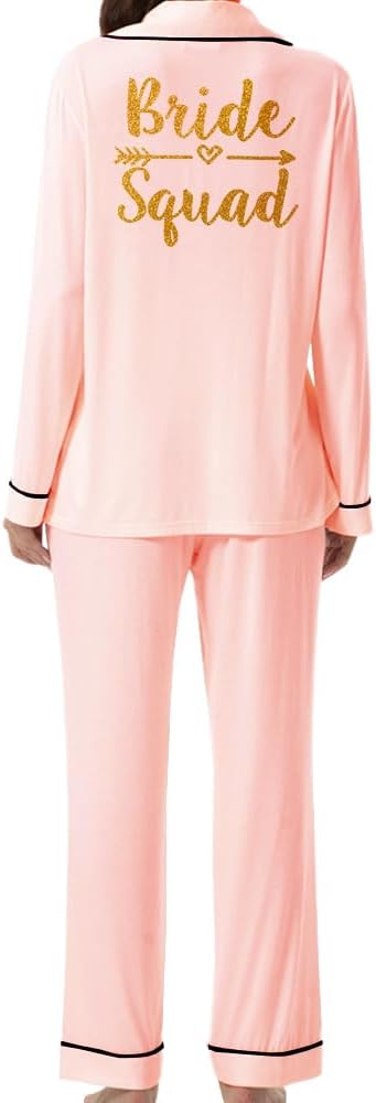 Women Bride Sleepwear Button-down Nightwears Hen Bachelorette Wedding Long Sleeve Pyjama Sets 41