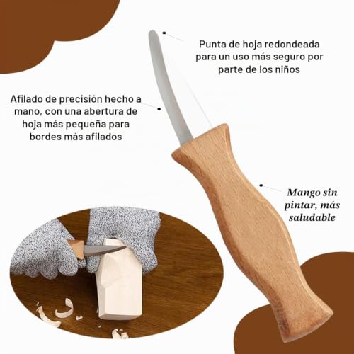 Miniatura 2 de Juego De Herramientas Para Tallar Madera, Incluye Cuchillo Para Tallar, Guantes Anticorte, Cuchillos Para Tallar Madera Para Niños Y Principiantes