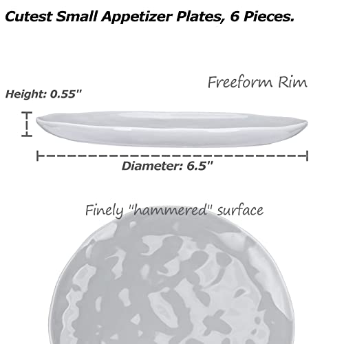 Miicol Porcelain Dessert Plate, 6.5 Inch Appetizer Plates Set Of 6, Small Ceramic Serving Plates, Modern Handmade Look Collection Dinnerware, Neutral Grey #TOP1