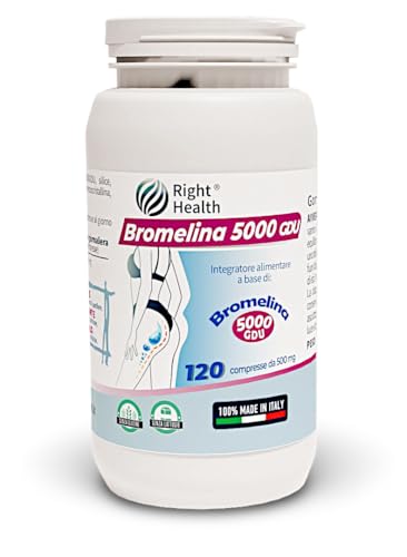 BROMELINA 5000 GDU: Bromelina Forte Drenante 5000 GDU/g. 120 Compresse con Bromelina Pura Alto Dosaggio azione Anticellulite. Migliora Digestione, Ritenzione Idrica, Cellulite, Gambe Pesanti.