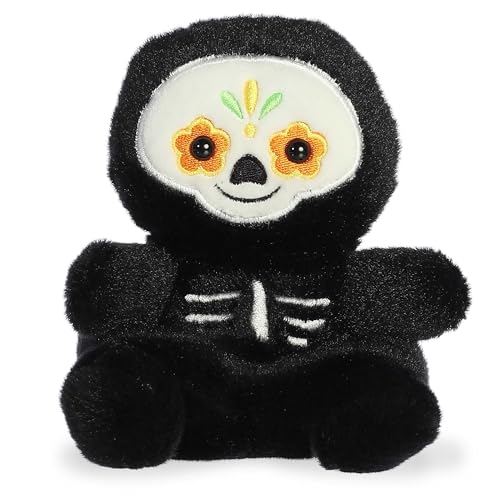 Aurora® Spooky Palm Pals™ Santiago Sugar Skull™ Stuffed Animal - Pocket-Sized Play - Collectable Fun - Black 5 Inches