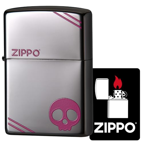 Encendedor Zippo Negro con Calaveras y Pegatinas