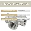 BWINTECH 3PCS 304 Stainless Steel Tee Pipe Fittings for Pipe Connecting, 1/2 x 1/2 x 1/2 Female NPT Pipe Fittings