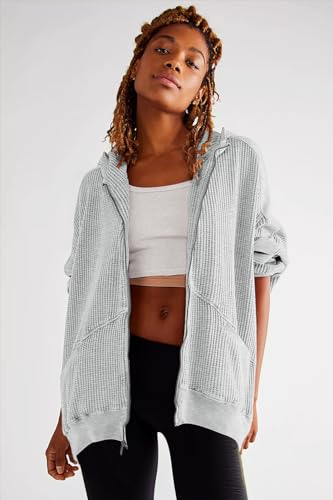 Womens Fashion Zip Up Hoodies Oversized Waffle Knit Jacket Shirts Long Sleeve Solid Shacket Blouse with Pockets4