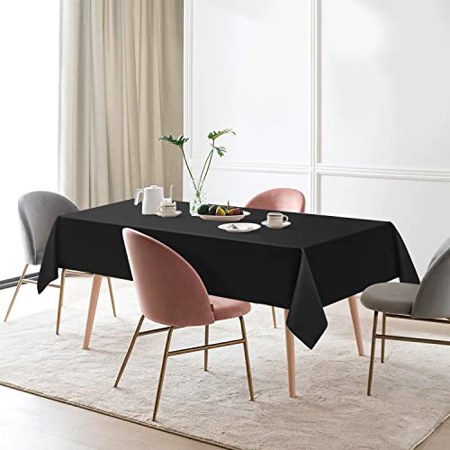 Romanstile 2 Pack Black Tablecloth 60 X 84 Inch, Rectangle Table Clothes For 4 Feet Tables - Stain And Wrinkle Resistant Washable Polyester Table Cover For Dining Table And Parties #TOP1