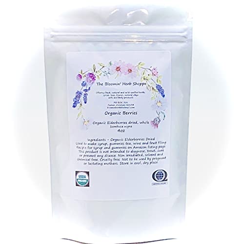 Organic Whole Dried Elderberries 4oz Aroma Sambucus Nigra The Bloomin