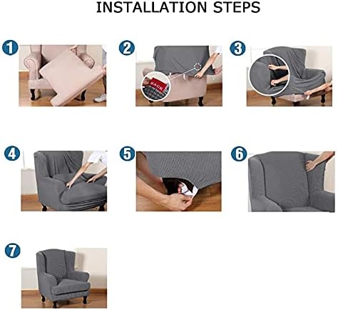 Stretch Armchair Slipcovers Armchair Cover for Recliner Sofa Wing Chair Slipcovers Jacquard 2-Piece Wingback with Cushion Cover Armchair Sofa Covers Fabric Elastic Furniture Protector