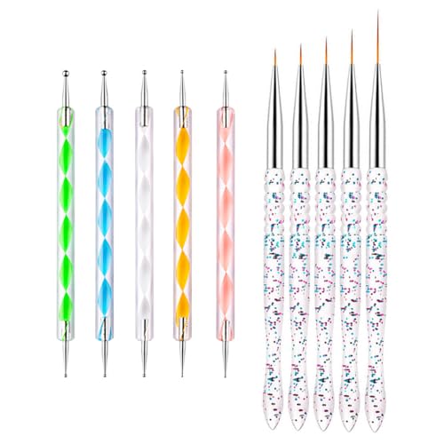GEMBITYFUL 5 Pcs Nail Art Sculpture Pen Dual Tipped Silicone Nail Tools Nail Art Silicone Brushes for Design Nail Carving Drawing Shaping Effect