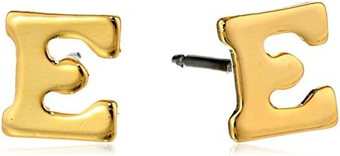 1928 Jewelry 14k Gold-Dipped "E" Initial Button Stud Earrings