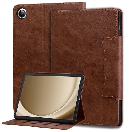 Étui Samsung Galaxy Tab A11 Plus marron en cuir premium style portefeuille