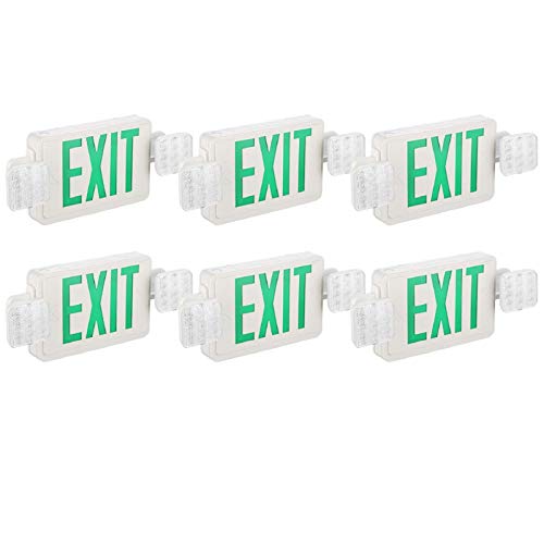 Spectsun 6 Pack Led Exit Sign With Emergency Light, Green Emergency Exit Lights With Battery Backup-Emergency Exit Sign Battery Backup/Emergency Exit Light/Lighted Exit Sign Battery #TOP13