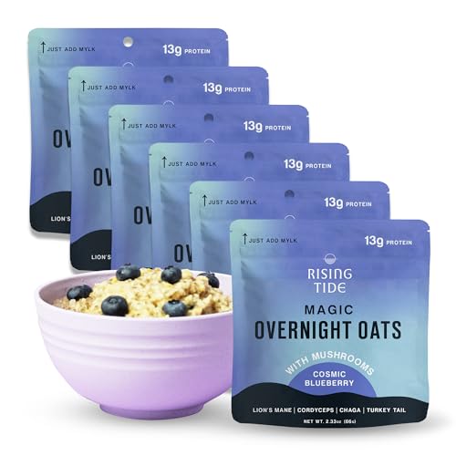 Mushroom Overnight Oats (6 Pack) Superfood Lions Mane Mushroom, Chia