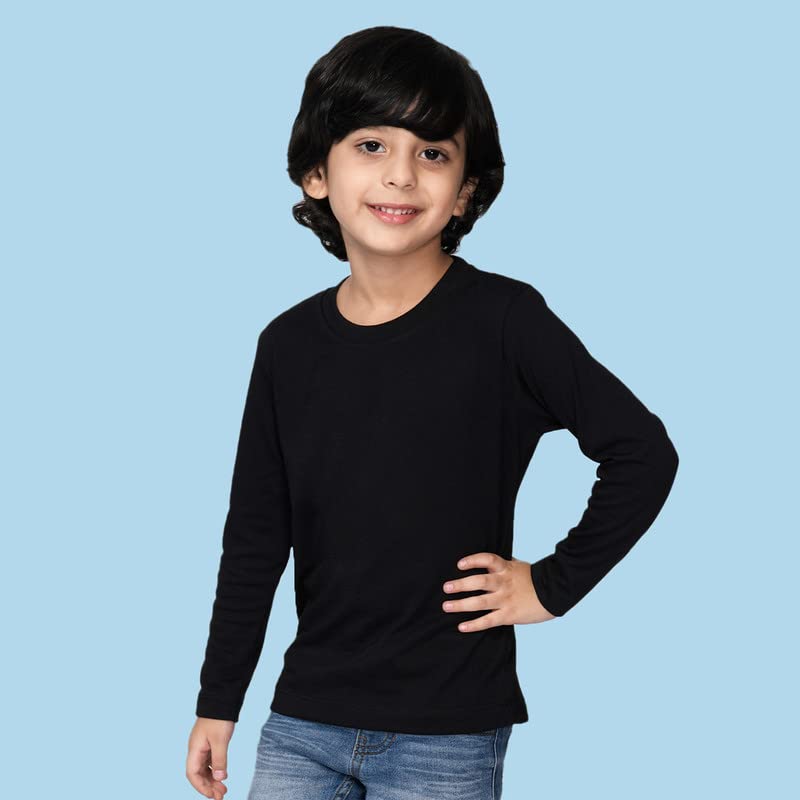 Image of Nusyl Boys Solid Cotton Blend Tshirts - Soft & Comfortable Full-Sleeves T-Shirts | Casual Wear for Kids & Teen Boys | Full Sleeves T-Shirts |- NUBCTSF001-PO2-1